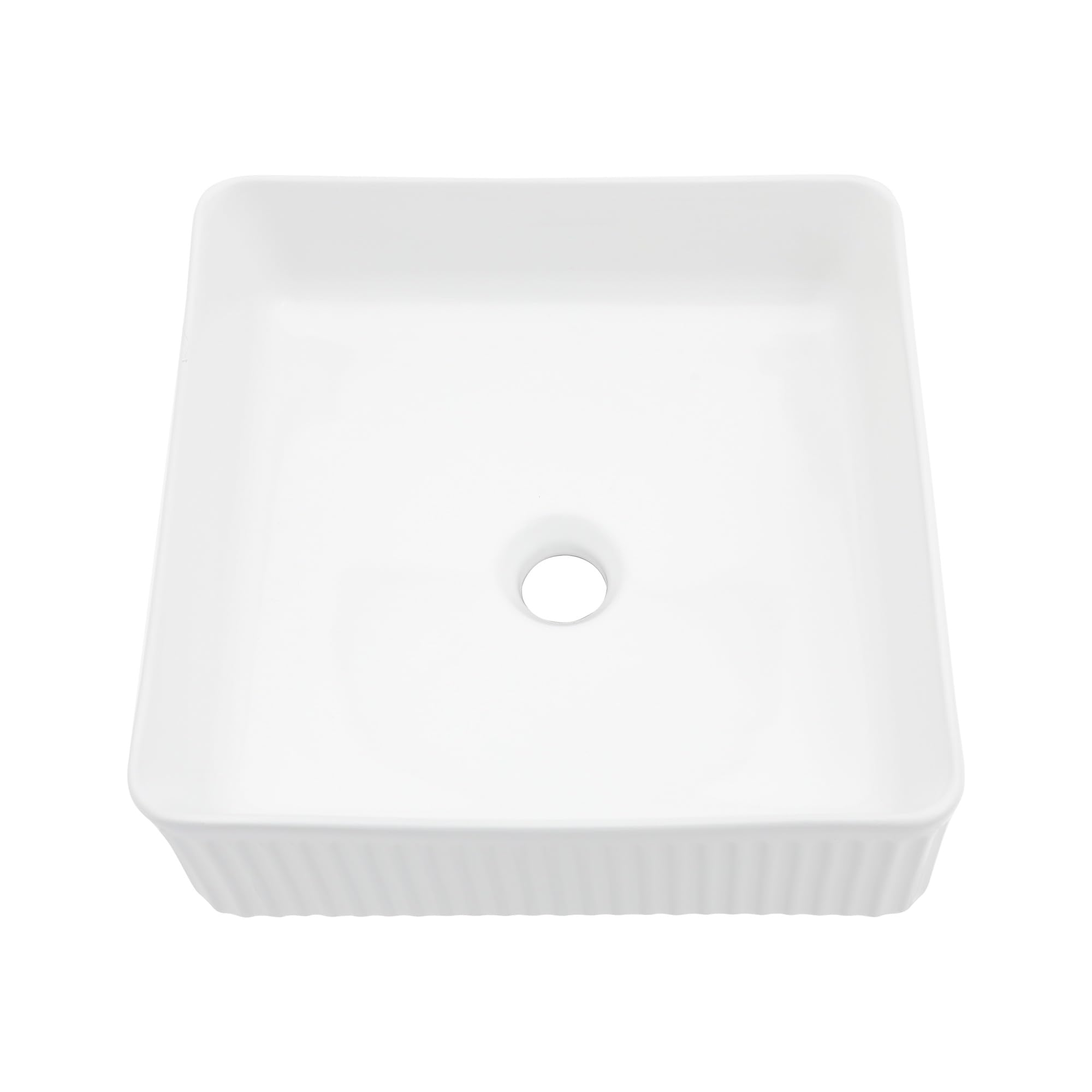 Sarlai 15'' x 15'' White Ceramic Drop-in Square Bathroom Vessel Sink Main image