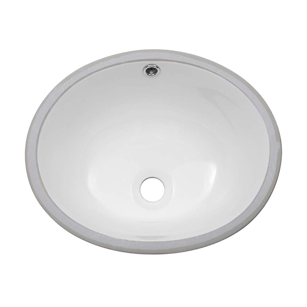 Sarlai 16'' Undermount Ceramic Pure White Oval  Bathroom Sink