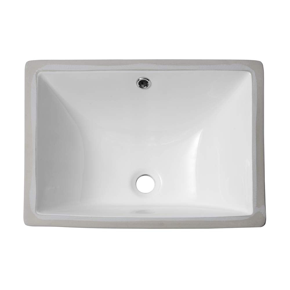 Sarlai 18.5'' Pure White Porcelain Ceramic Rectangle Undermount Bathroom Sink