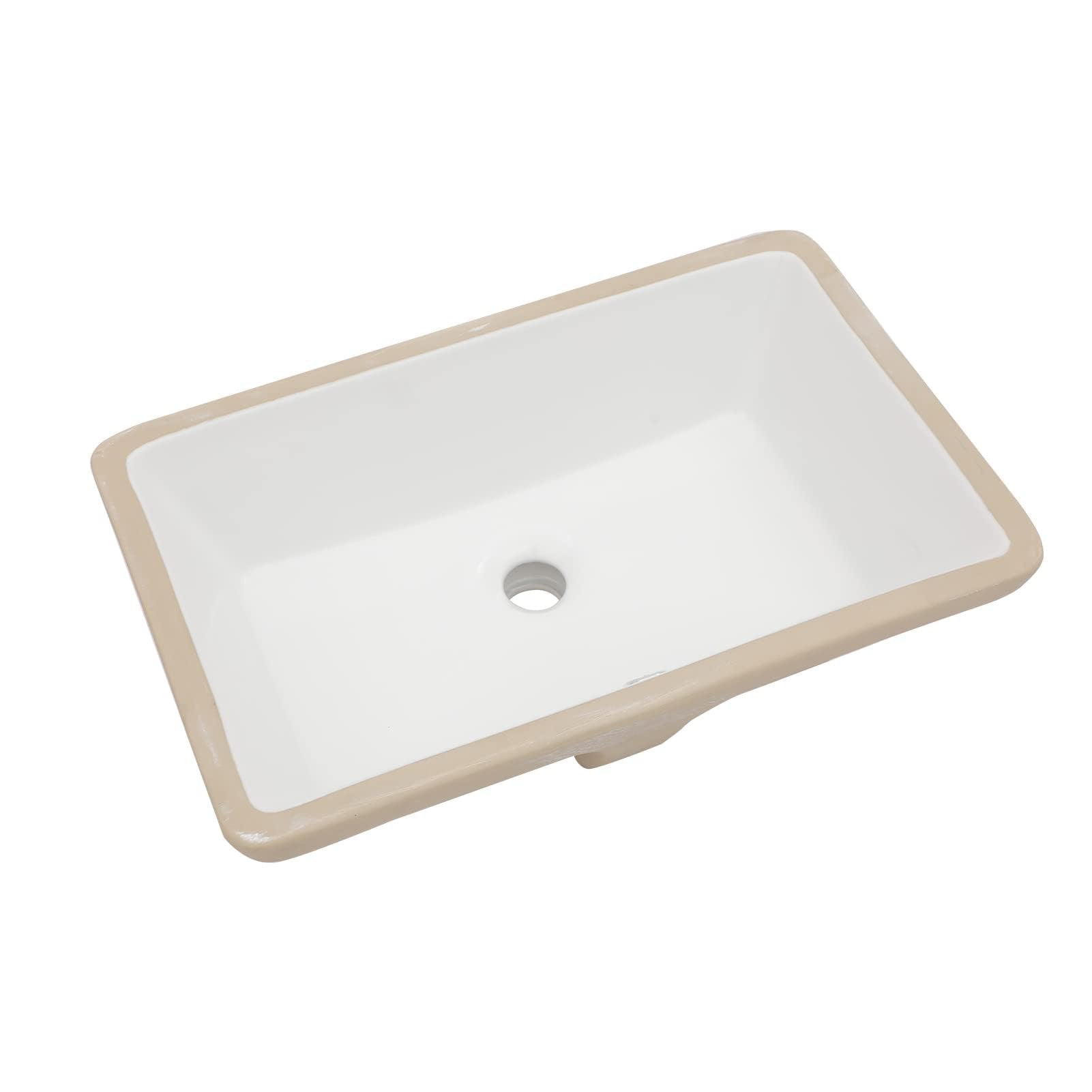 Sarlai 21in White Ceramic Rectangular Undermount Bathroom Vessel Sink with Overflow Main image
