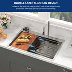 Sarlai 33'' x 22'' Stainless Steel Drop In Single Bowl Waterfall Workstation Kitchen Sink