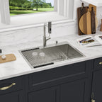 Sarlai 33'' x 22'' Drop In Workstation Kitchen Sink Single Bowl 16 Gauge SUS304 Stainless Steel Topmount Sink with Pull Out Faucet