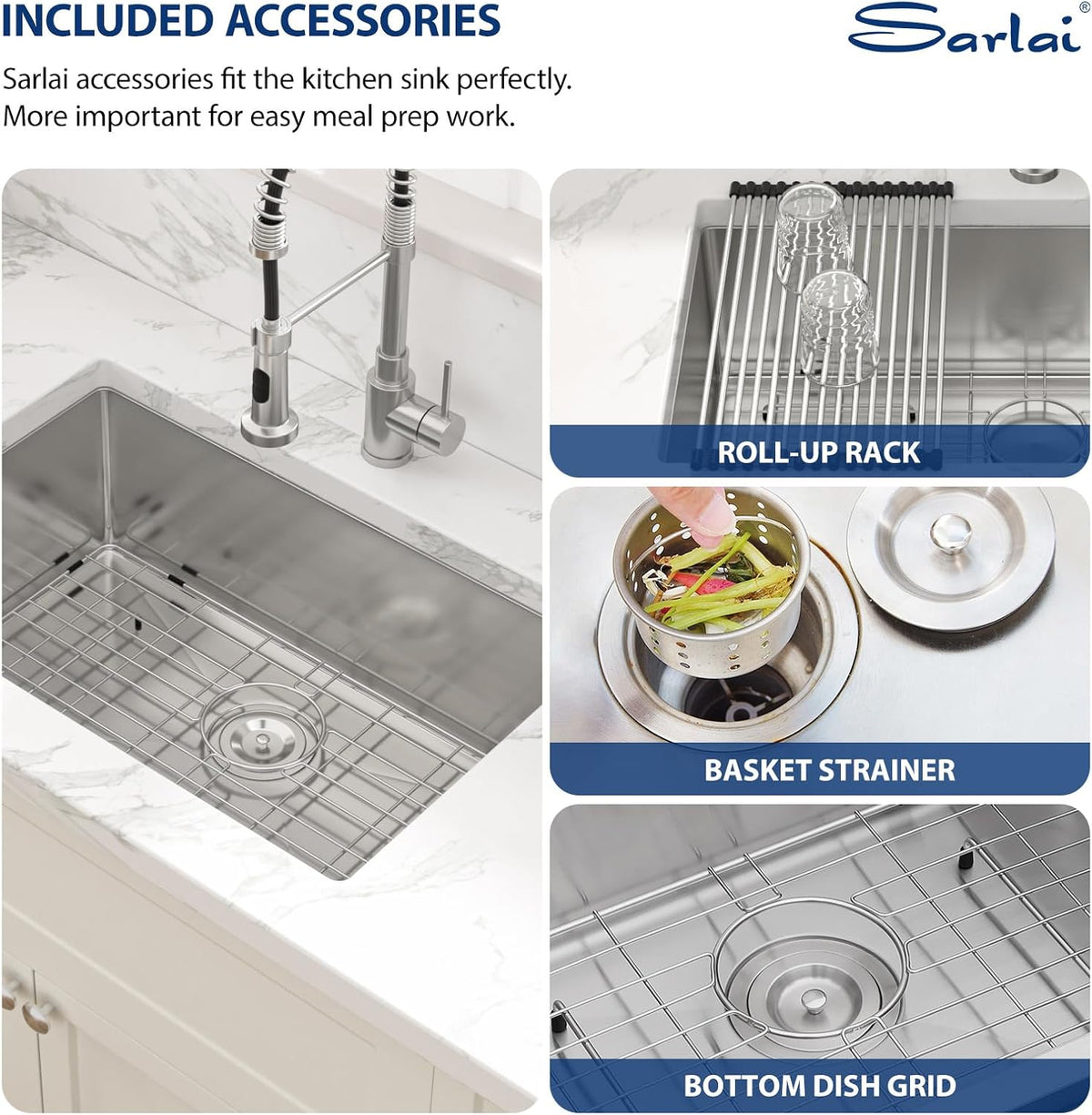 Sarlai 28'' Undermount Stainless Steel Single Bowl Kitchen Sink