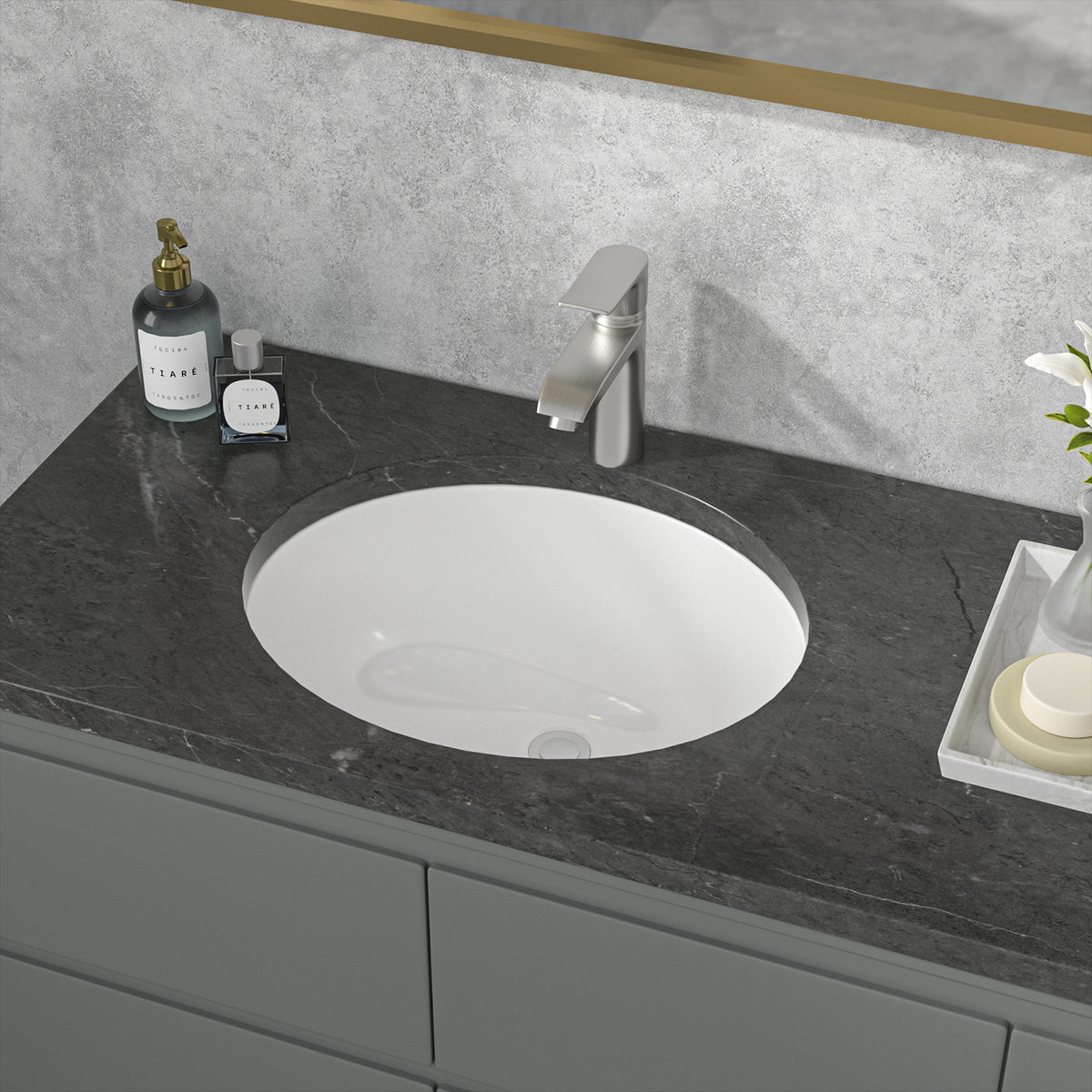 Sarlai 18''Oval White Ceramic Undermount Bathroom Sink