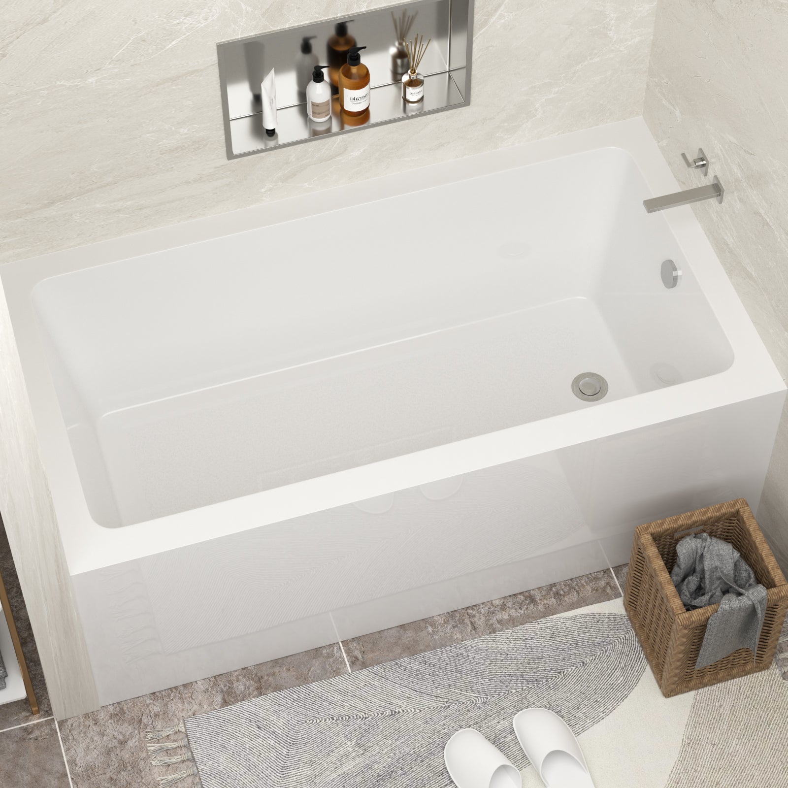 Sarlai 60'' x 32'' Acrylic Rectangular Apron Front Alcove Soaking Bathtub