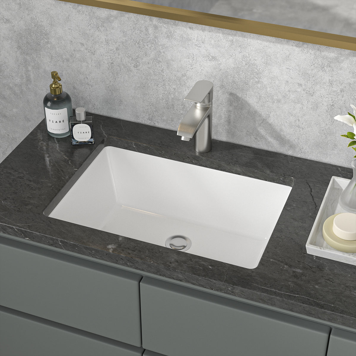 Sarlai 22''Rectangular White Porcelain Undermount Bathroom Sink