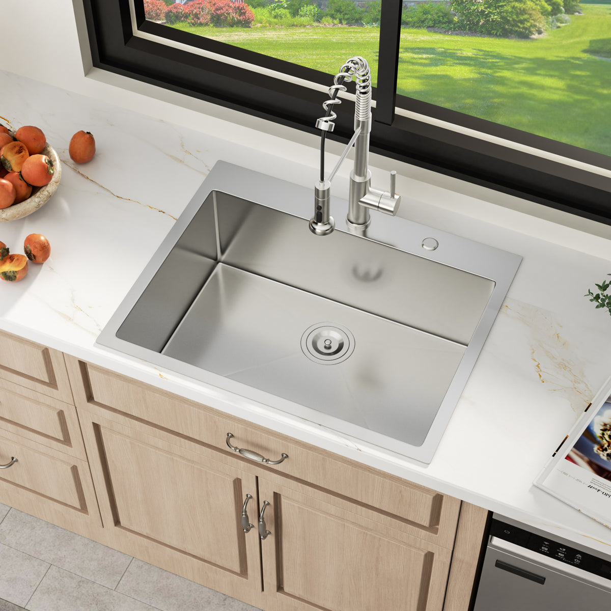 Sarlai 30''x22''Drop In Workstation Kitchen Sink 16 Gauge SUS304 Stainless Steel Single Bowl Topmount Sink with Accessories