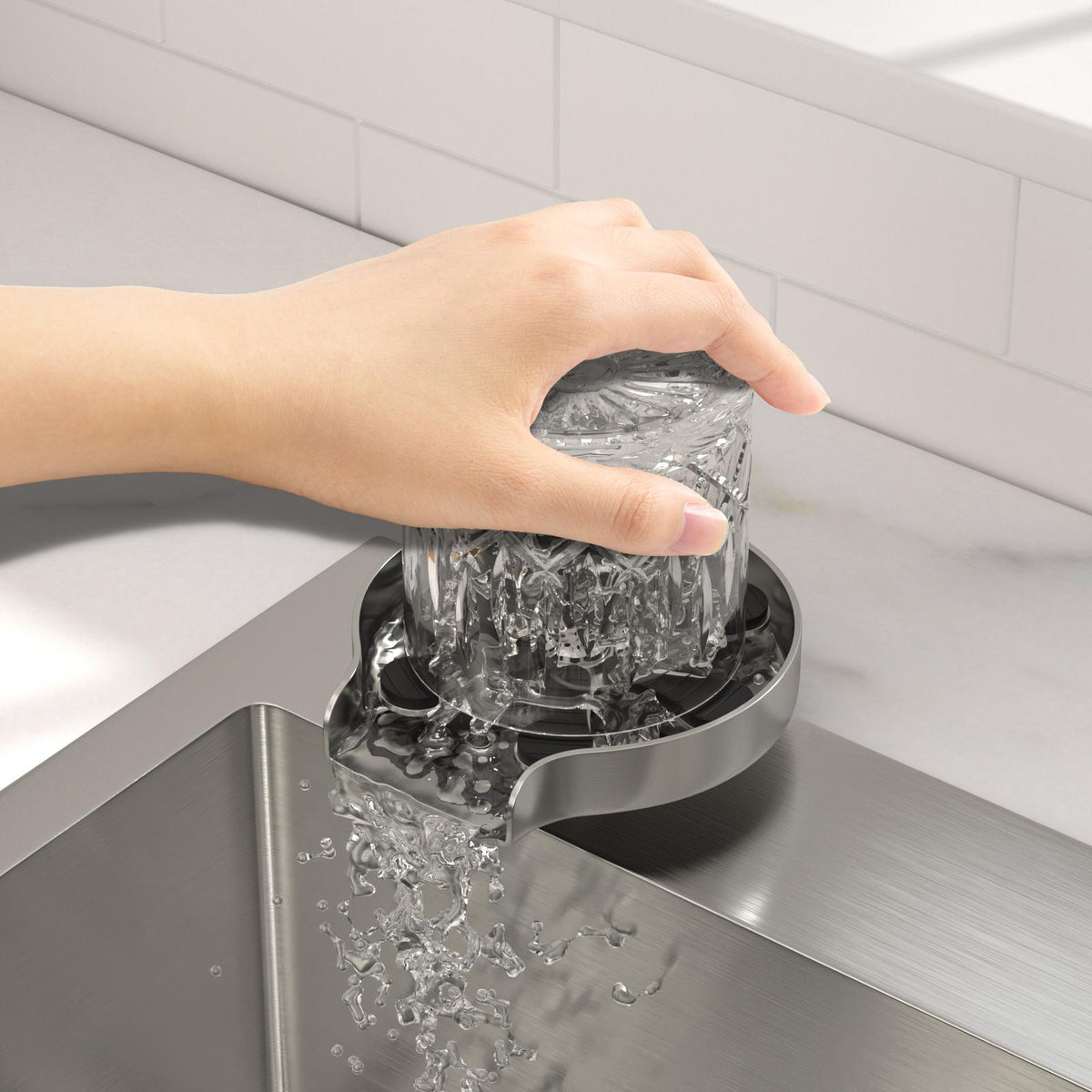 Sarlai Low Profile Stainless Steel Glass Rinser Sink Cup Washer