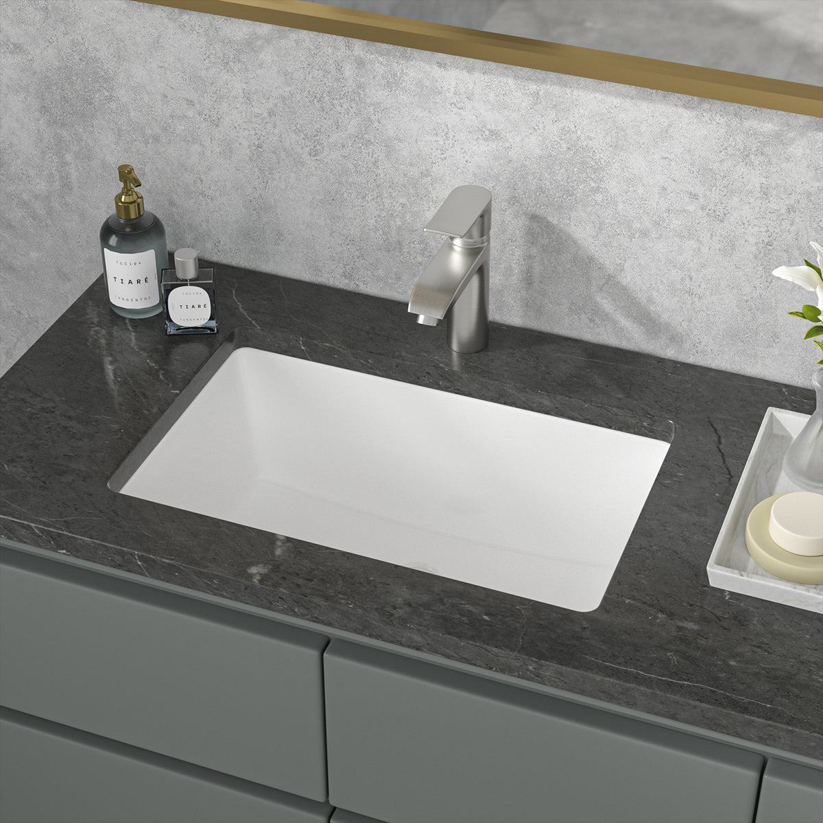 Sarlai 21''x13''Rectangular White Porcelain Undermount Bathroom Sink