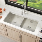 Sarlai 39'' Undermount Workstation Sink - 16 Gauge 50/50 Double Bowl with Salad Prep Bowls