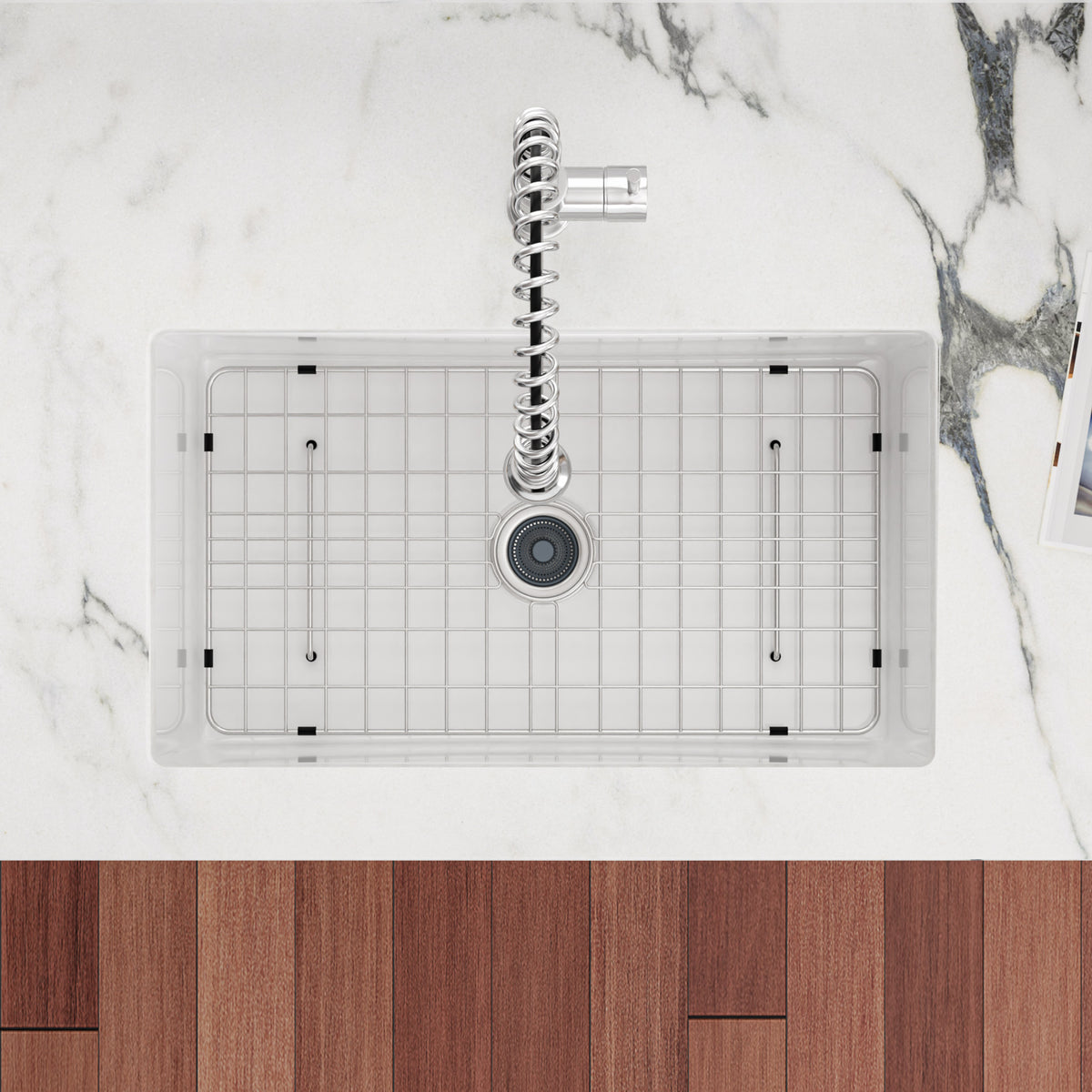 Sarlai 32in White Undermount Single Bowl Fireclay Ceramic Kitchen Sink