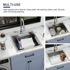 Sarlai 22'' Drop-In Laundry & Utility Kitchen Sink - 16 Gauge T304 Stainless Steel 22'' x 22'' x 12''