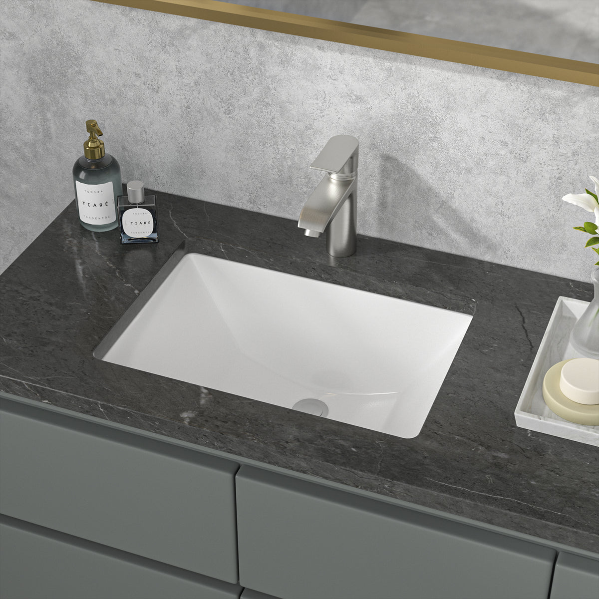 Sarlai 18.5''Rectangular White Ceramic Undermount Bathroom Sink