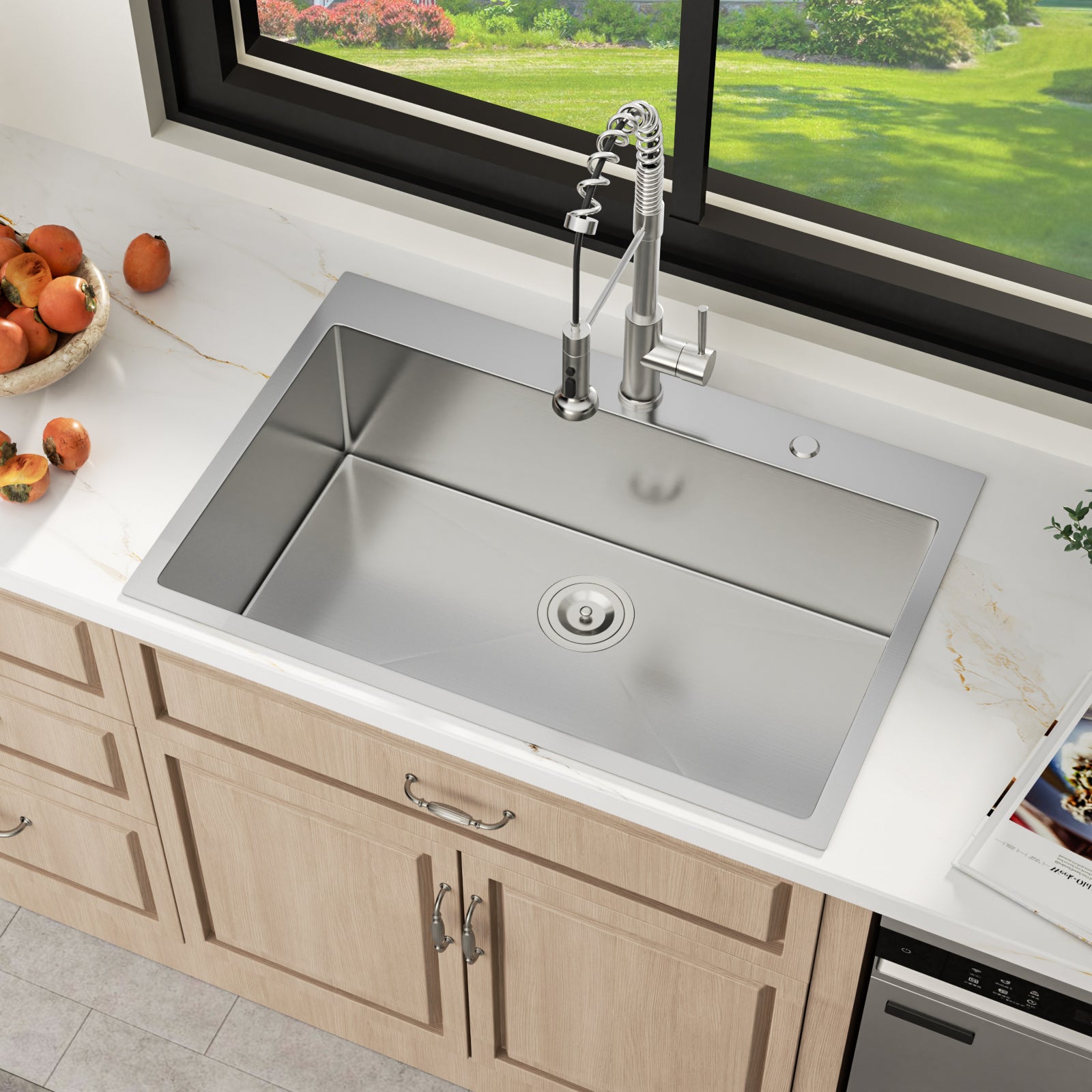 Sarlai 33''x22''Drop In Workstation Kitchen Sink 16 Gauge SUS304 Stainless Steel Single Bowl Topmount Sink with Accessories Secondary image