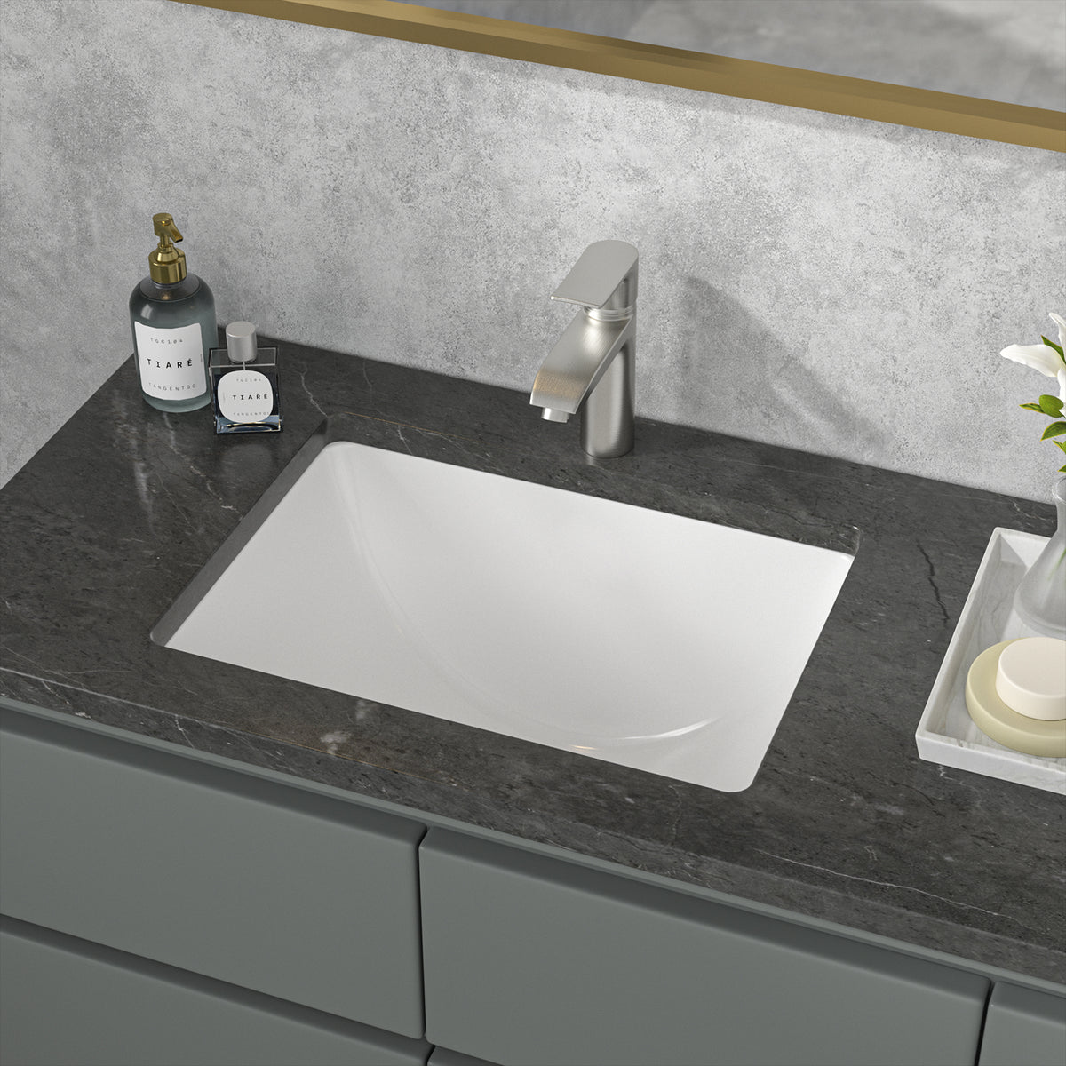 Sarlai 20''x15'' Rectangular White Porcelain Undermount Bathroom Sink