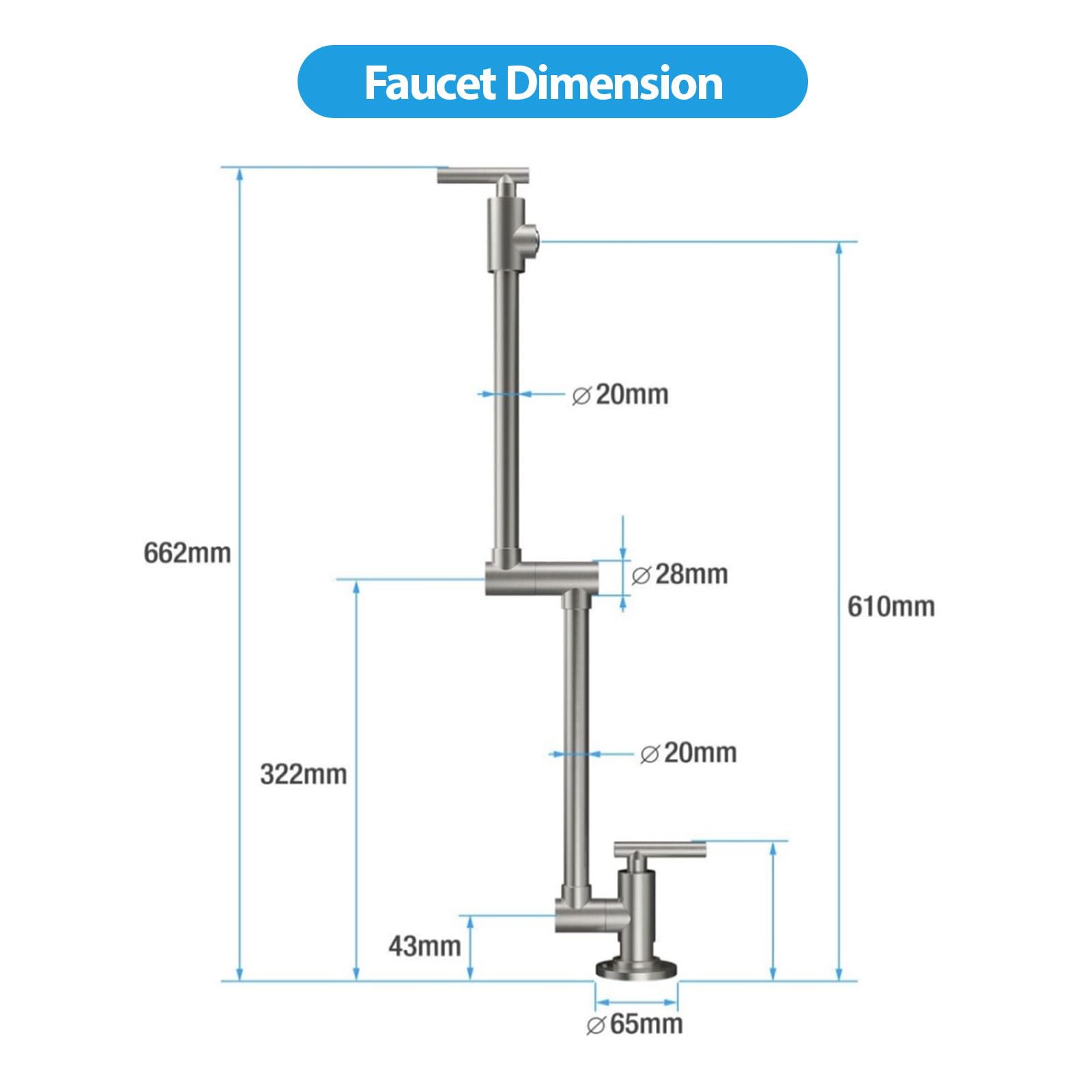 Sarlai Wall Mounted Folding Two Handle Pot Filler Gold Stainless Steel Kitchen Sink Faucet
