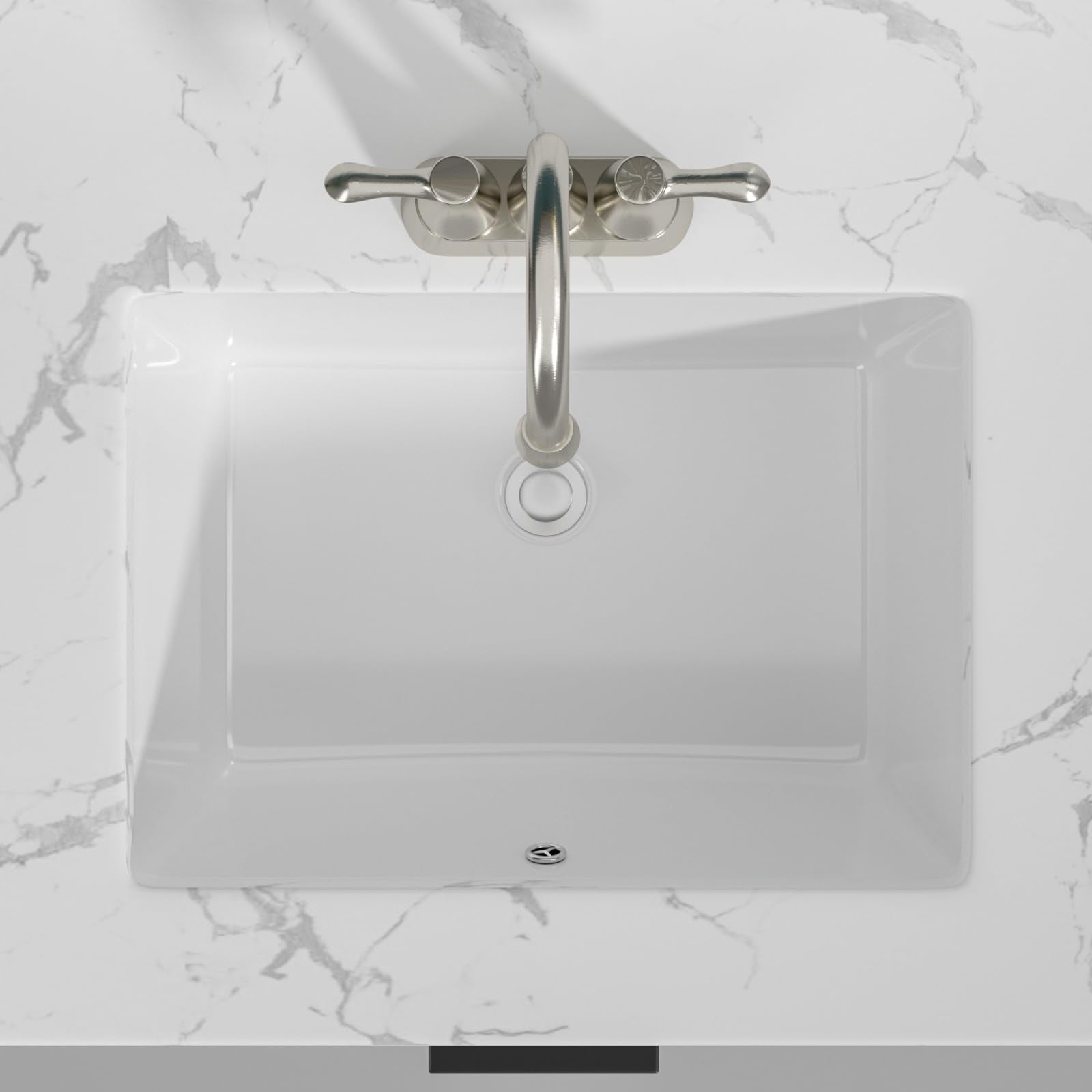 Sarlai Undermount Bathroom Sink - 20 x 14.5 inch Rectangular Vessel Sink Undermount Sink Modern White Ceramic Rectangle Sink, Under Counter Vanity Sink Art Basin with Overflow