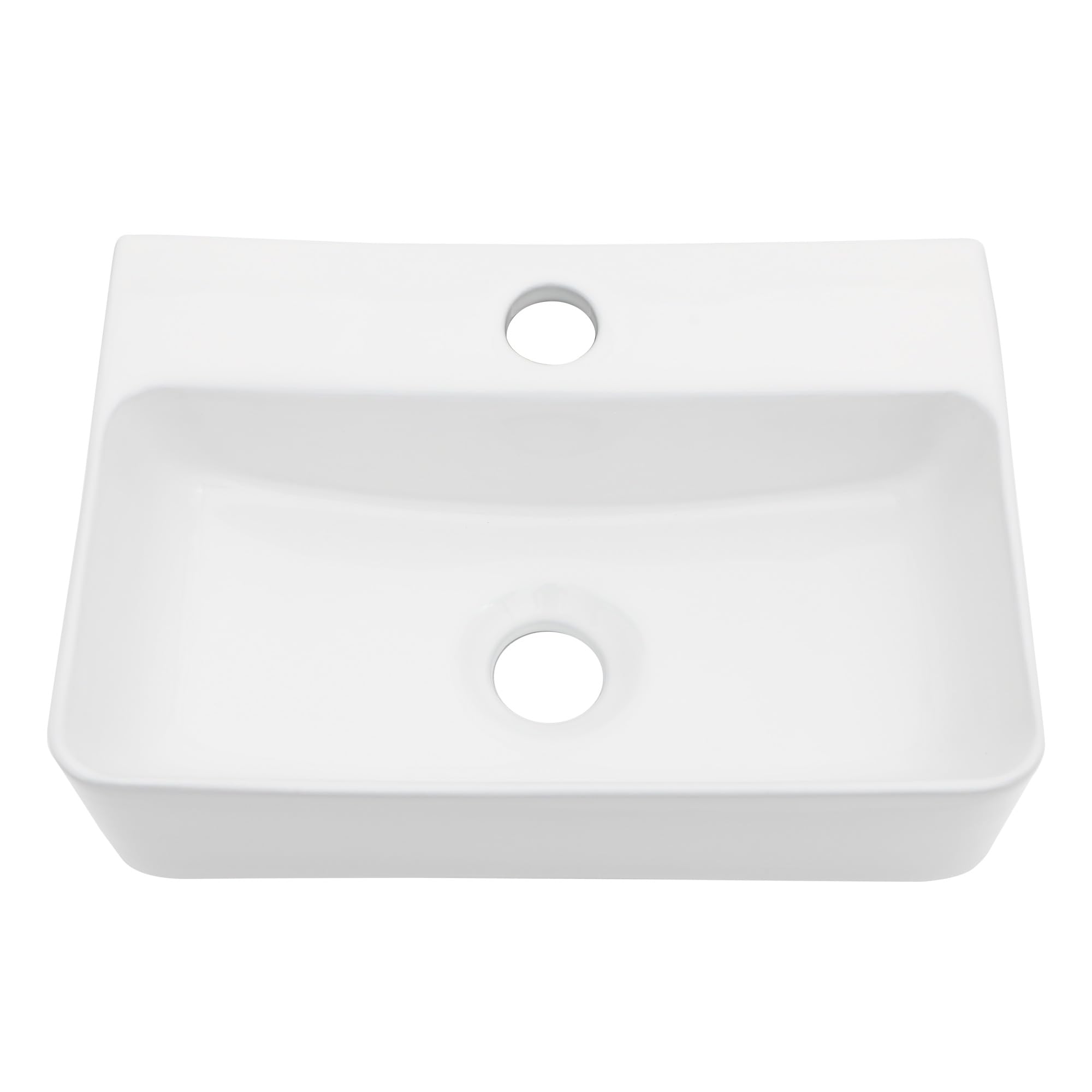 Sarlai 14in White Porcelain Ceramic Wall Mounted Floating Bathroom Sink Main image