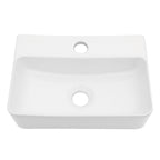 Sarlai 14in White Porcelain Ceramic Wall Mounted Floating Bathroom Sink