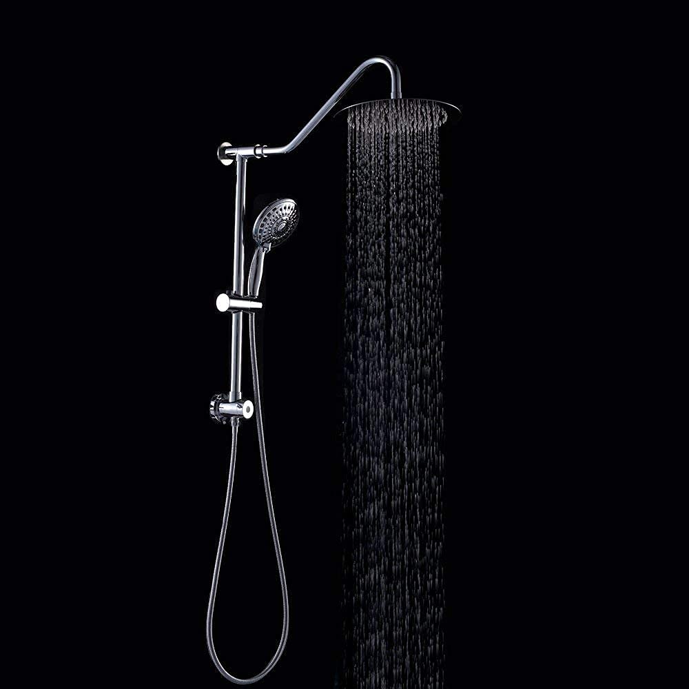 Sarlai 10'' Stainless Steel Round Wall Mounted Rainfall Shower Head with Handheld Shower