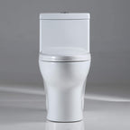 Sarlai One Piece Toilet - Tall Elongated Bathroom Toilet Comfort Height Dual Flush White Ceramic Modern Small Bathroom One Piece Toilet with Soft Seat, 12'' Rough - In, Wax Ring Included