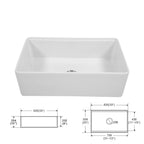 Sarlai 33'' White Apron Front Ceramic Workstation Fireclay Farmhouse Sink