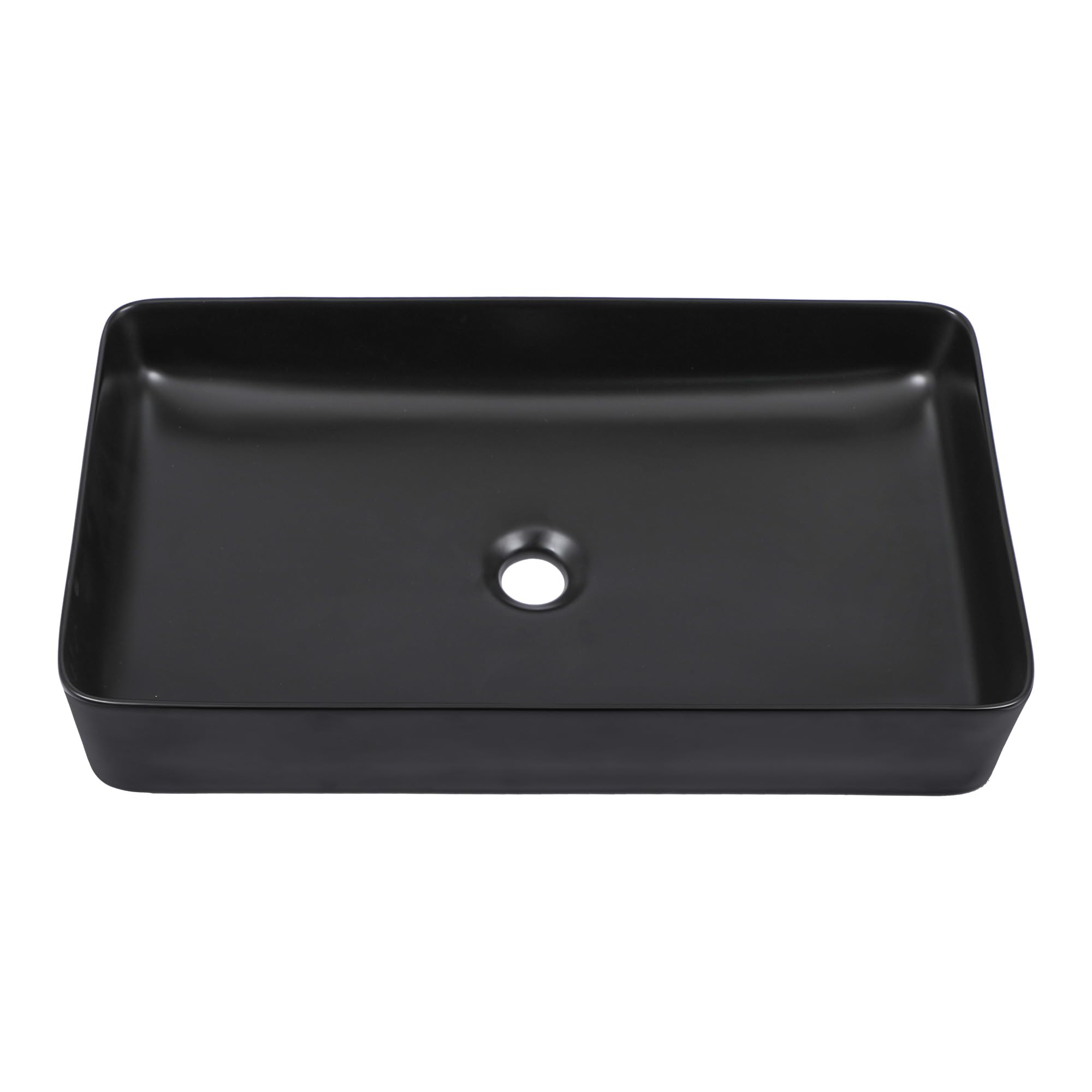 Sarlai Black Vessel Sink Rectangular - 24''x14'' Modern Bathroom Vessel Sink Rectangle Above Counter Black Ceramic Porcelain Lavatory Vanity Sink Art Basin