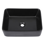 Sarlai 19''x15'' Above Counter Rectangular Black Porcelain Ceramic Bathroom Vessel Sink