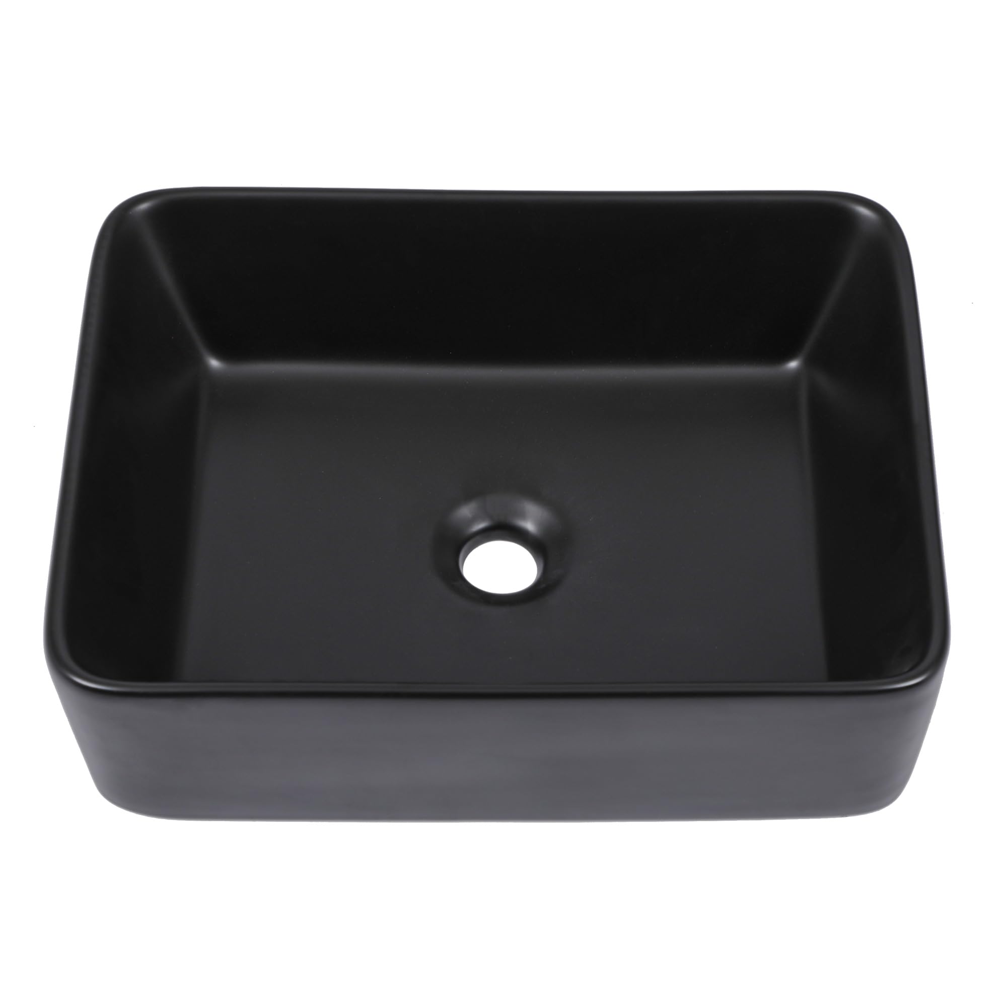 Sarlai 19''x15'' Above Counter Rectangular Black Porcelain Ceramic Bathroom Vessel Sink