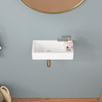 Sarlai 15''x7'' White Porcelain Ceramic Wall Mounted Bathroom Vessel Sink