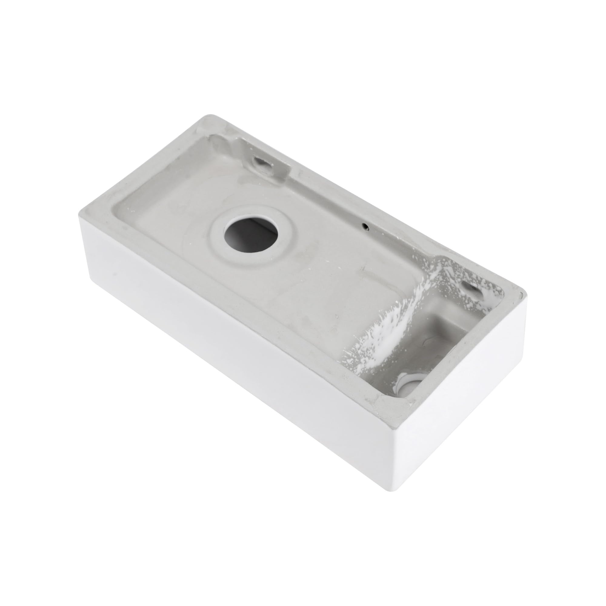 Sarlai 15''x7'' Floating Wall Hang White Porcelain Ceramic Bathroom Vessel Sink-Left Hand