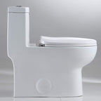 Sarlai One Piece Toilet - Tall Elongated Bathroom Toilet Comfort Height Dual Flush White Ceramic Modern Small Bathroom One Piece Toilet with Soft Seat, 12'' Rough - In, Wax Ring Included