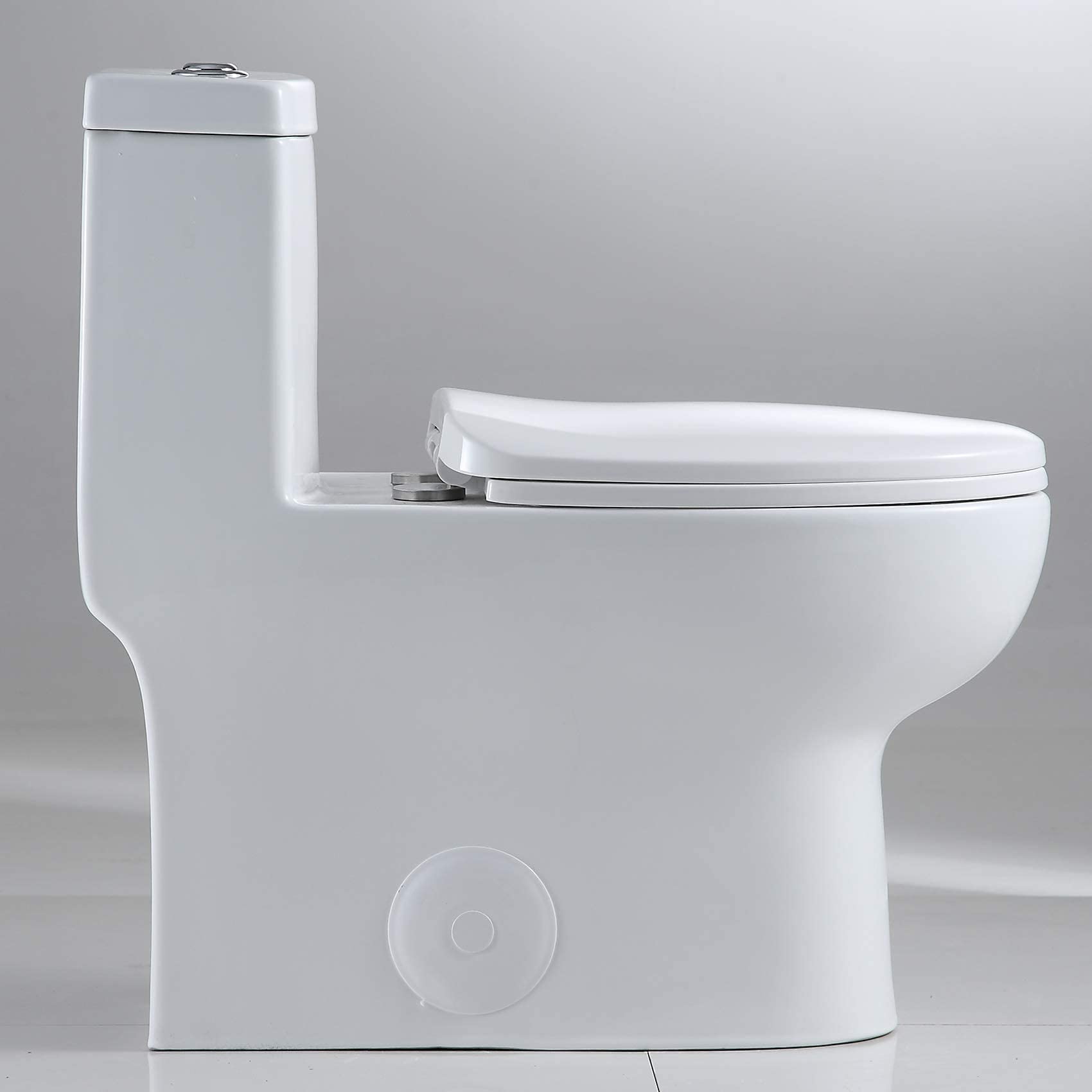 Sarlai One Piece Toilet - Tall Elongated Bathroom Toilet Comfort Height Dual Flush White Ceramic Modern Small Bathroom One Piece Toilet with Soft Seat, 12'' Rough - In, Wax Ring Included