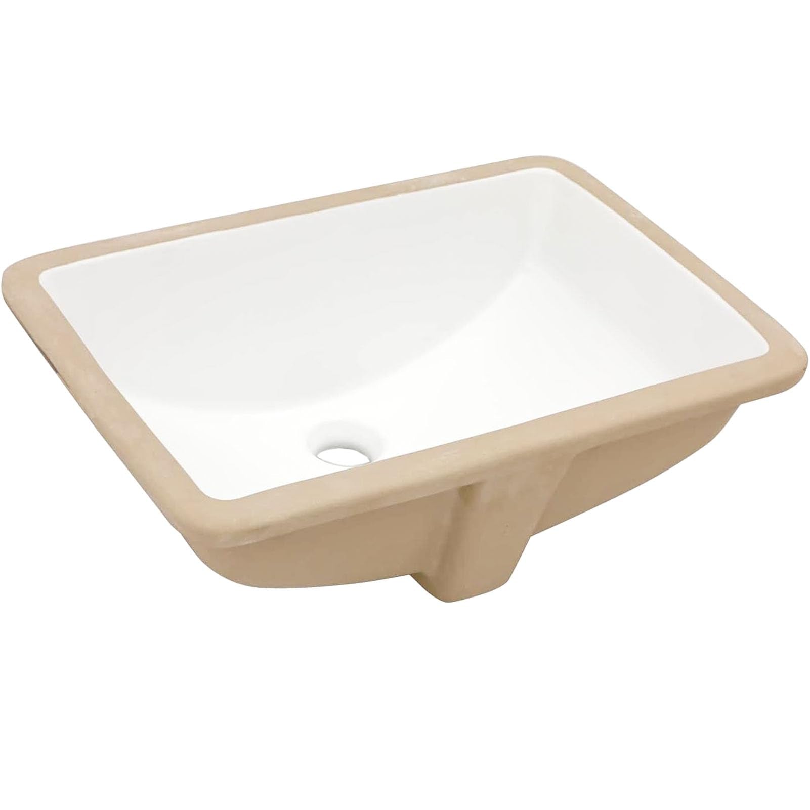 Sarlai 19.4in x 13.7in White Ceramic Rectangular Undermount Bathroom Vessel Sink with Overflow