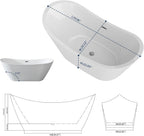 Sarlai Modern Dual-Back White Acrylic Freestanding Bathtub