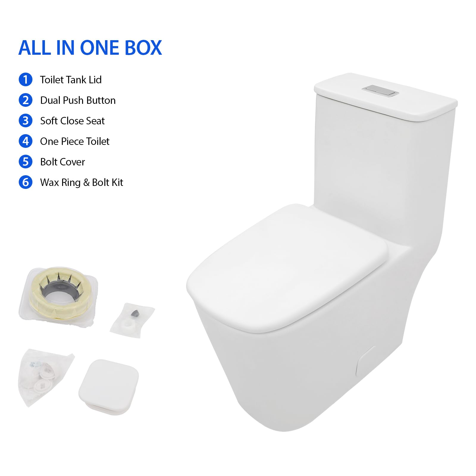 Sarlai White Elongated Modern One Piece Toilet - MTLD-818