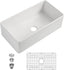 Sarlai 36''x20'' Reversible Apron Front White Fireclay Farmhouse Sink, Single Bowl Vitreous Porcelain Farm Kitchen Basin