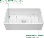 Sarlai 33'' White Apron Front Single Bowl Ceramic Porcelain Fireclay Farmhouse Kitchen Sink