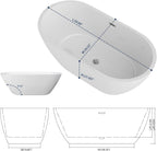 Sarlai Modern Oval White Acrylic Freestanding Bathtub with Chrome Drain and Overflow