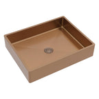 Sarlai 19'' x 15'' Stainless Steel Vessel Rectangular Bathroom Sink with Pop-Up Drain-Rose Gold