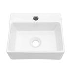 Sarlai Wall Mount Hung Small Vessel Sink - 13''x11'' Floating Vessel Sink Wall Mounted Small Bathroom Sinks Tiny Modern Rectangle Floating White Porcelain Ceramic Vanity Sink