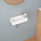 Sarlai 15''x7'' White Porcelain Ceramic Wall Mounted Bathroom Vessel Sink