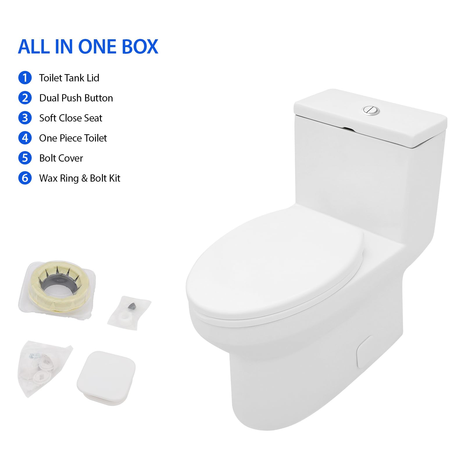 Sarlai White Elongated Modern One Piece Toilet - MTLD-0311