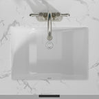 Sarlai 19.4in x 13.7in White Ceramic Rectangular Undermount Bathroom Vessel Sink with Overflow
