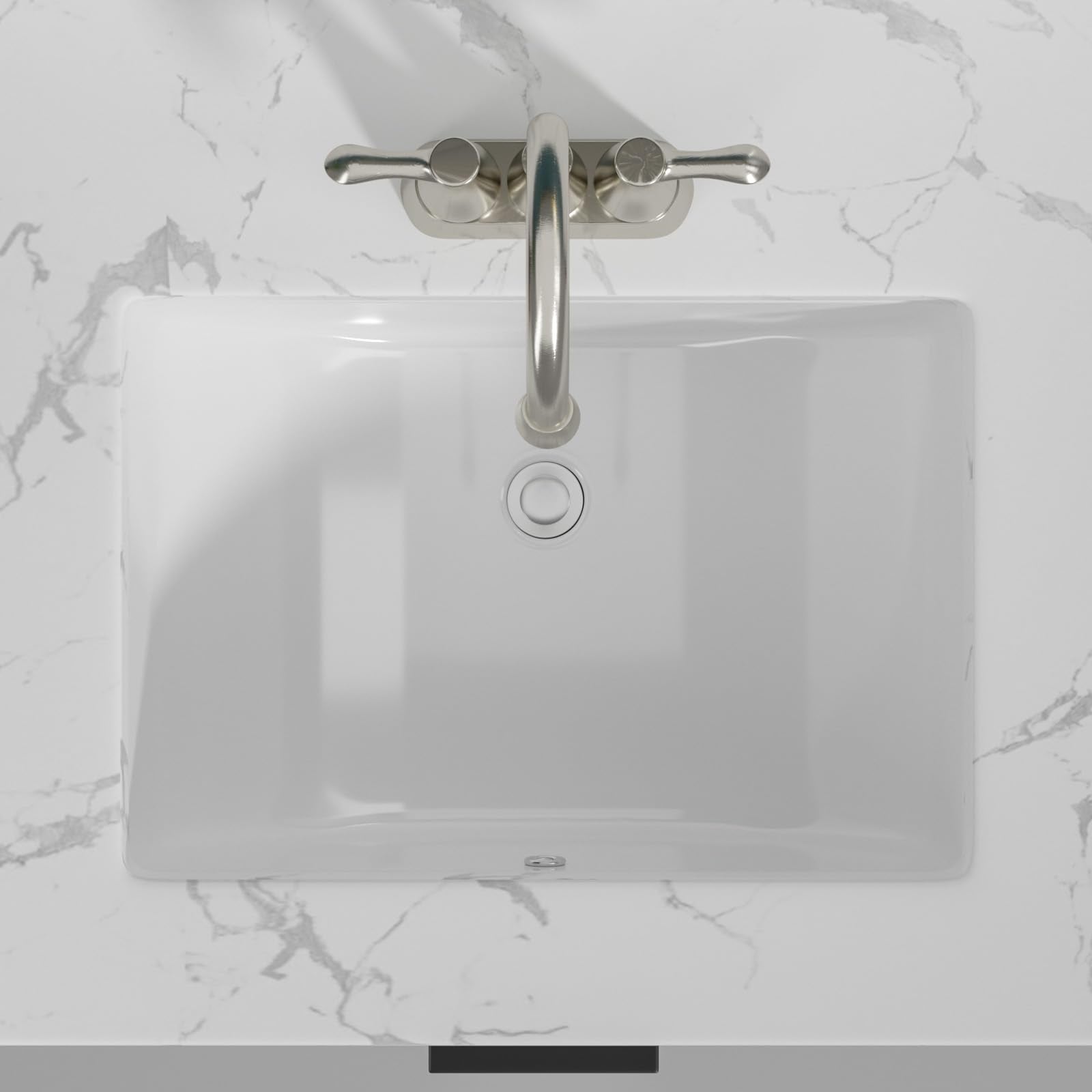 Sarlai 19.4in x 13.7in White Ceramic Rectangular Undermount Bathroom Vessel Sink with Overflow
