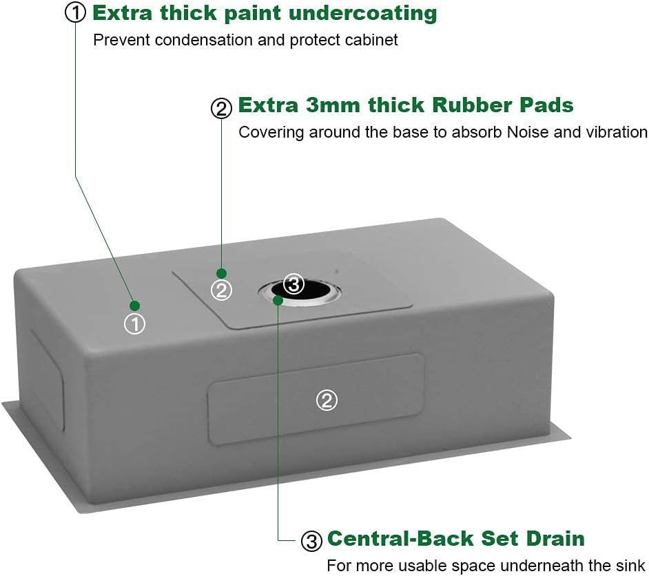 33 Undermount Kitchen Sink - Sarlai 33x19 Inch Kitchen Sink Undermount Single Bowl Stainless Steel 16 Gauge Under Counter Sink Basin
