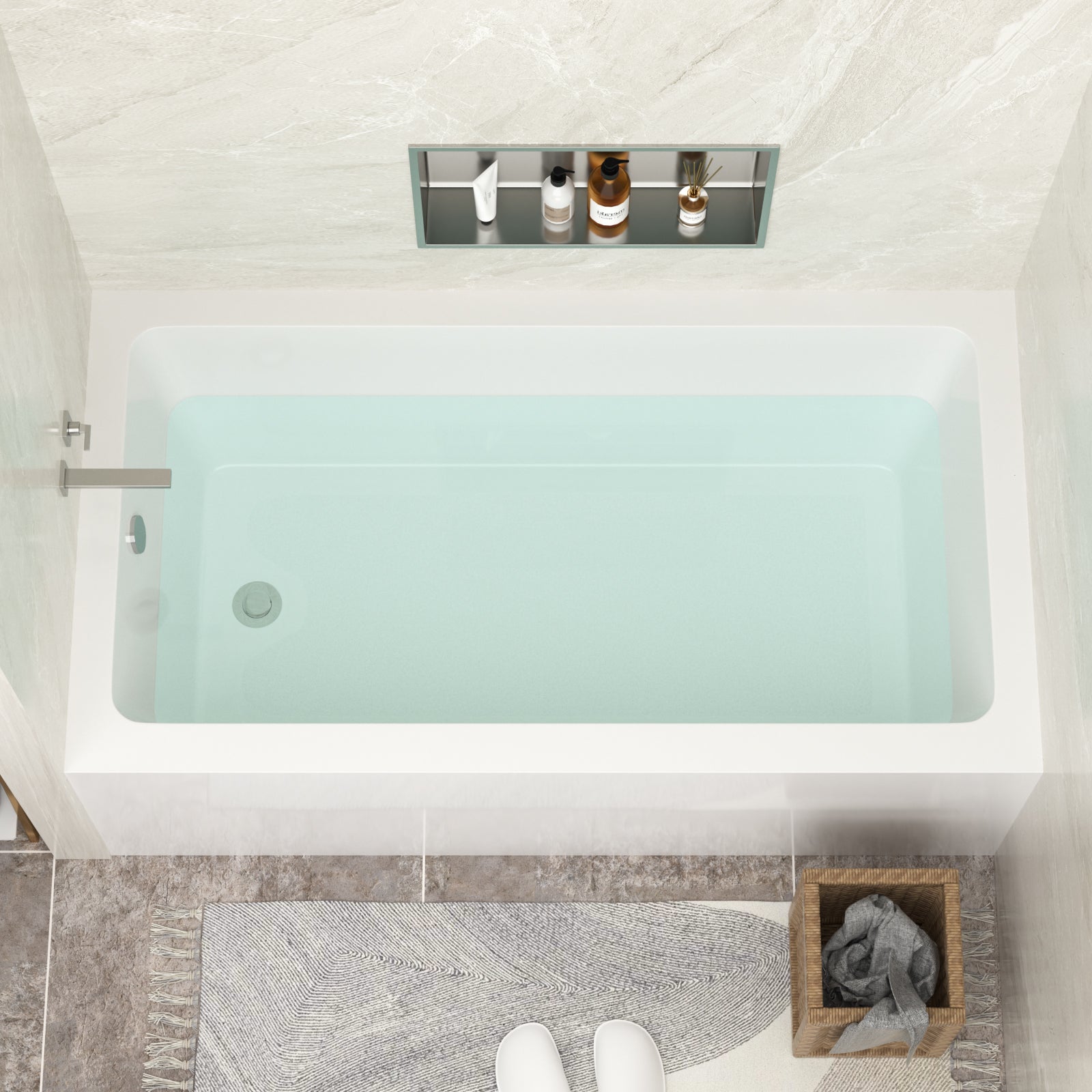 Sarlai 60'' x 32'' Acrylic Rectangular Apron Front Alcove Soaking Bathtub
