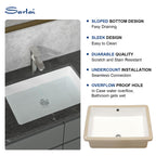 Sarlai 22''Rectangular White Porcelain Undermount Bathroom Sink
