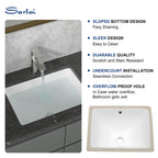 Sarlai 20''x15'' Rectangular White Porcelain Undermount Bathroom Sink