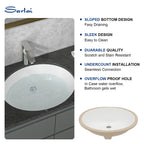 Sarlai 19''x16''Oval Undermount Bathroom Sink White Ceramic Sink With Overflow